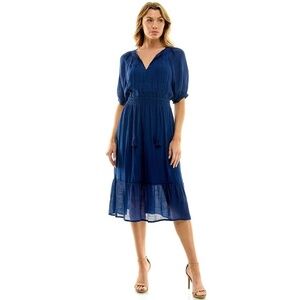 Luxology Dress Women's Medium Blue Maxi Dress Short Sleeve Size‎ M.
